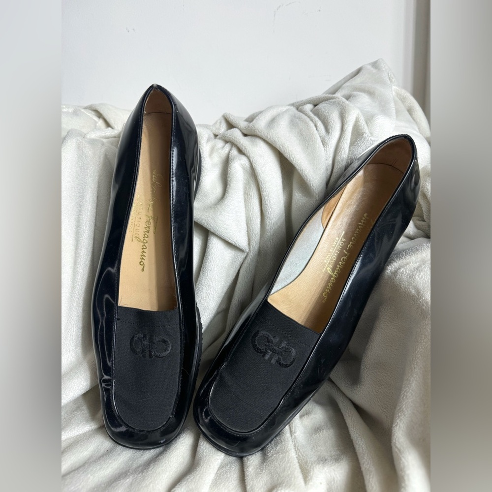 Salvatore Ferragamo Women Gancini Genuine Leather Mesh Loafers Shoes 8 1/2